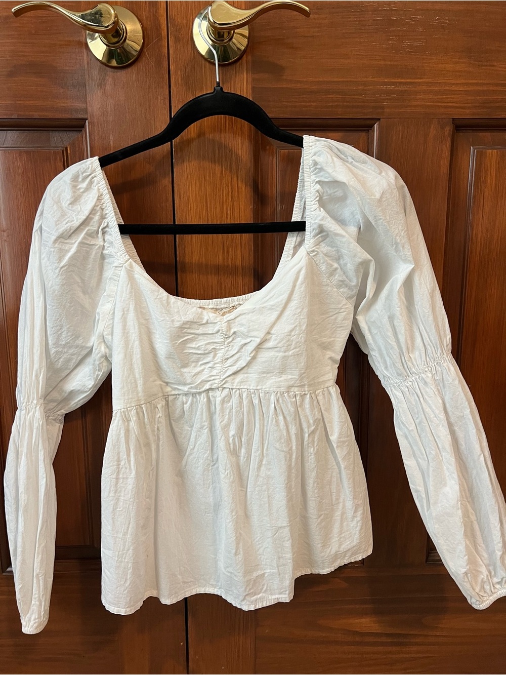 Altar'd State White Puff-Sleeve Peplum Blouse